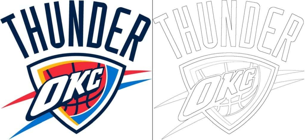 Oklahoma City Thunder logo with a sample coloring page - Free coloring ...