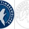 Minnesota Timberwolves logo kleurplaat
