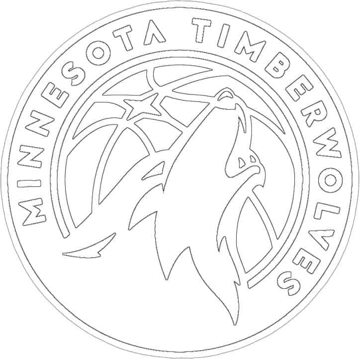Minnesota Timberwolves logo kleurplaat zwart wit