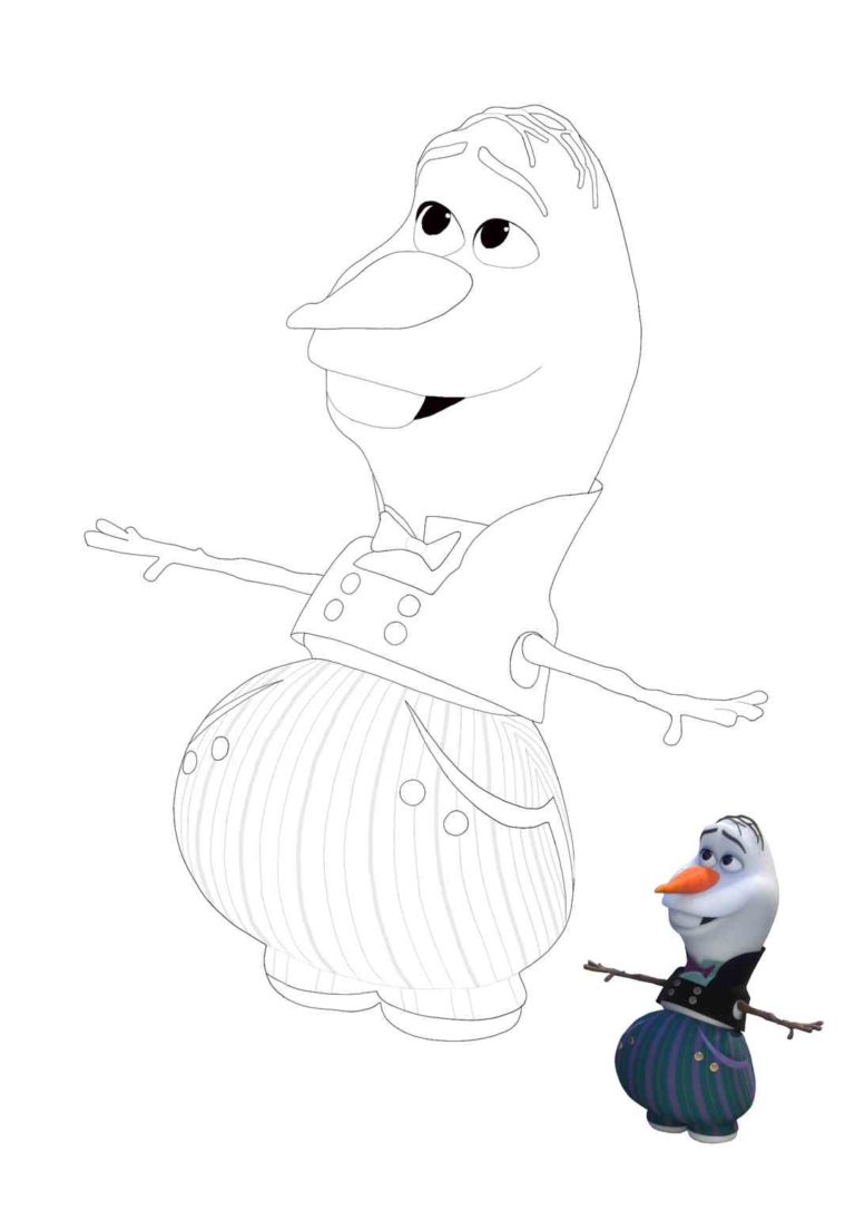 Frozen 2 - Olaf with a sample coloring page - Free Frozen II coloring