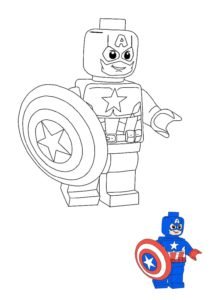 Captain America Lego coloring page with a sample
