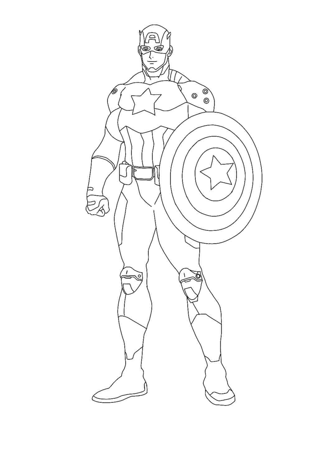 Captain America with shield coloring sheet