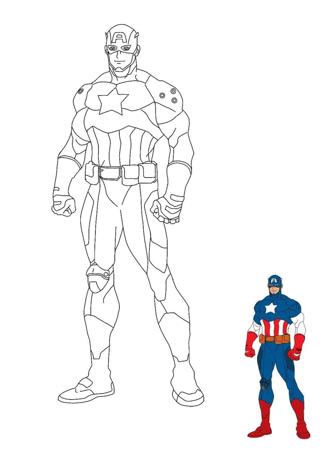 Captain America coloring sheet with a sample