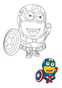 Minion Captain America coloring page with a sample