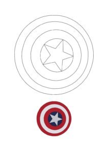 Captain America shield coloring page with a sample