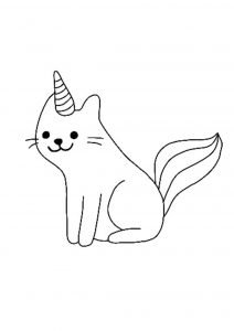 Cat Unicorn coloring page