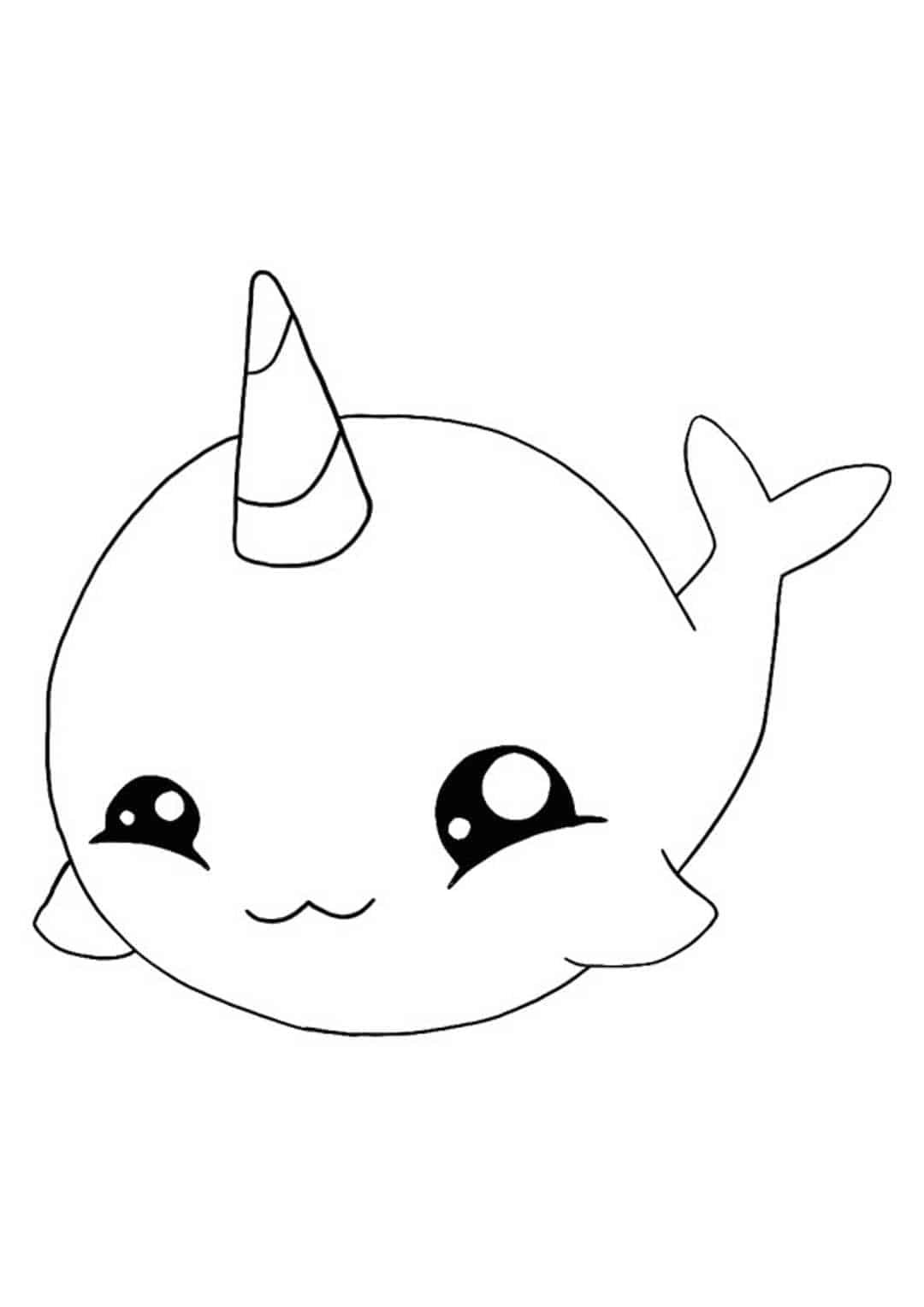 Cute Kawaii Fish Unicorn coloring page