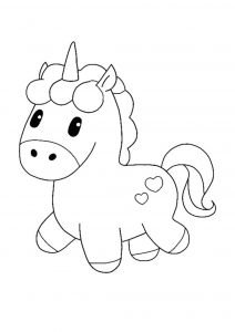 Cute baby unicorn coloring page