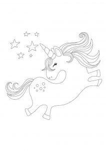 Cute unicorn stars coloring page