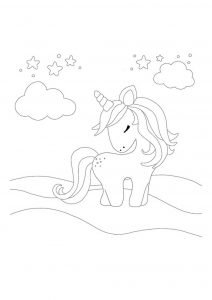 Little cute unicorn coloring page