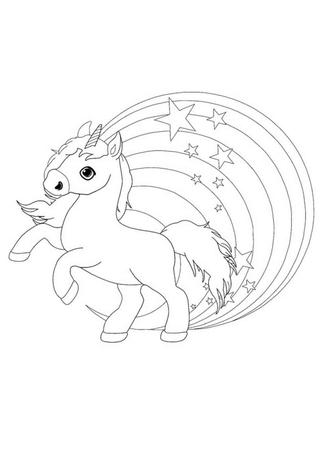 Little cute unicorn rainbow coloring page