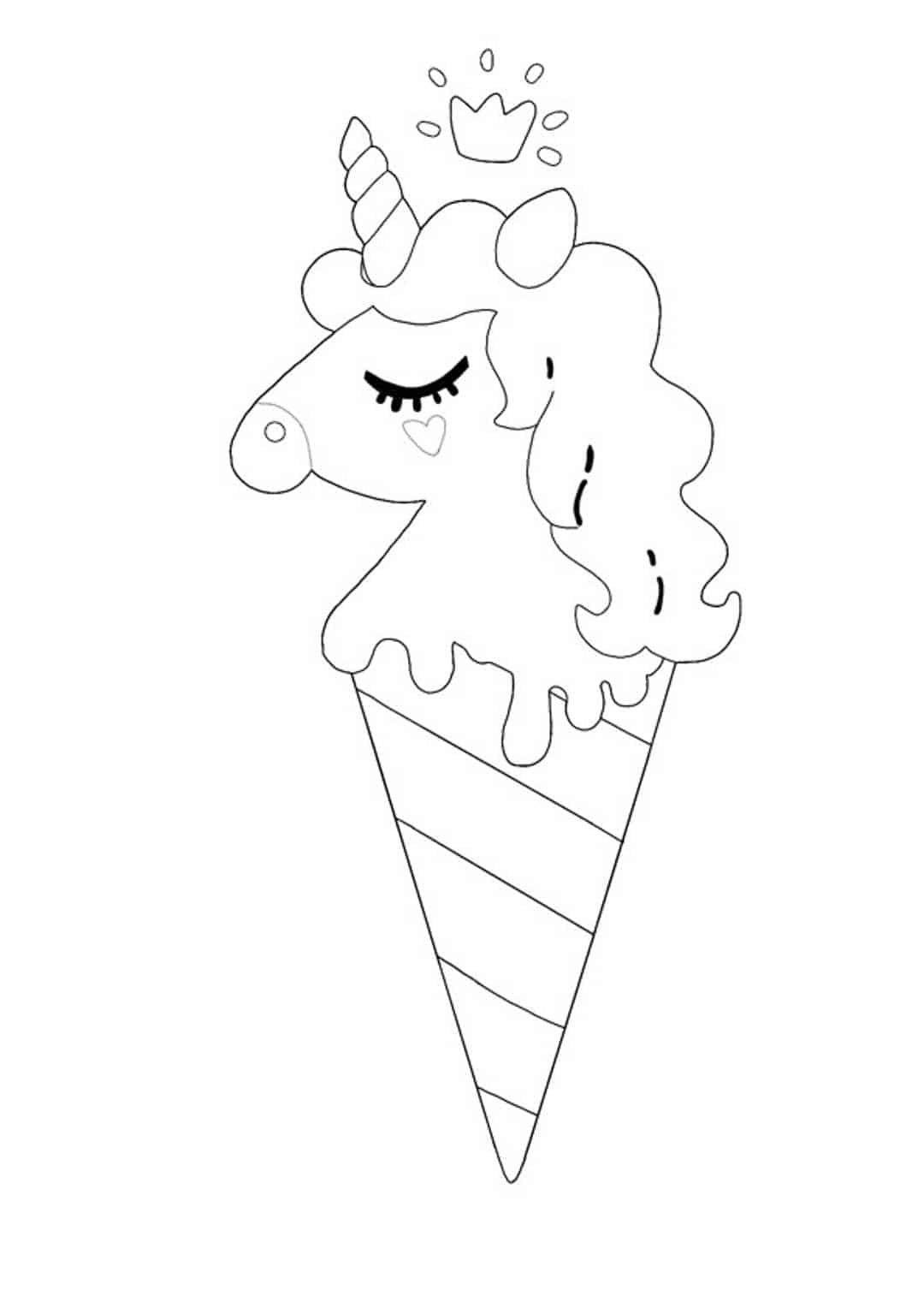 Unicorn ice cream coloring page