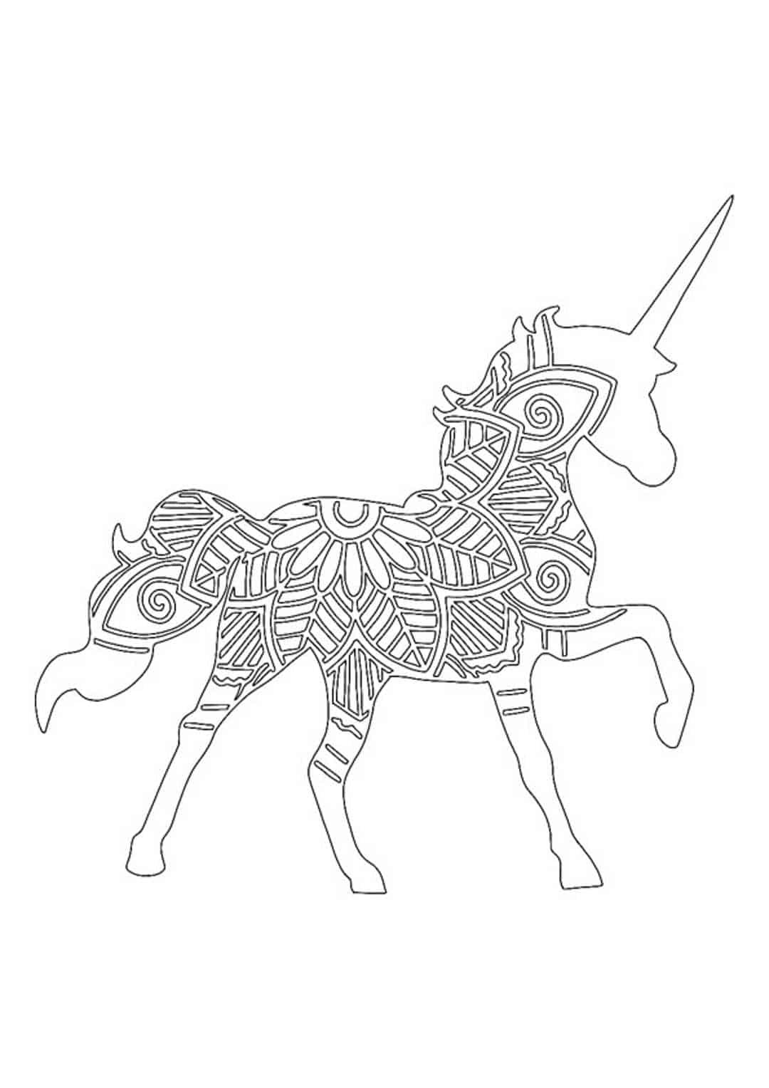 Unicorn mandala coloring page