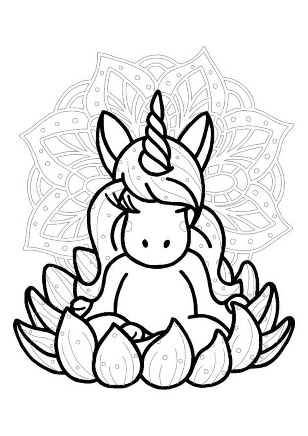 Unicorn mandala coloring page