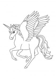Winged unicorn coloring page