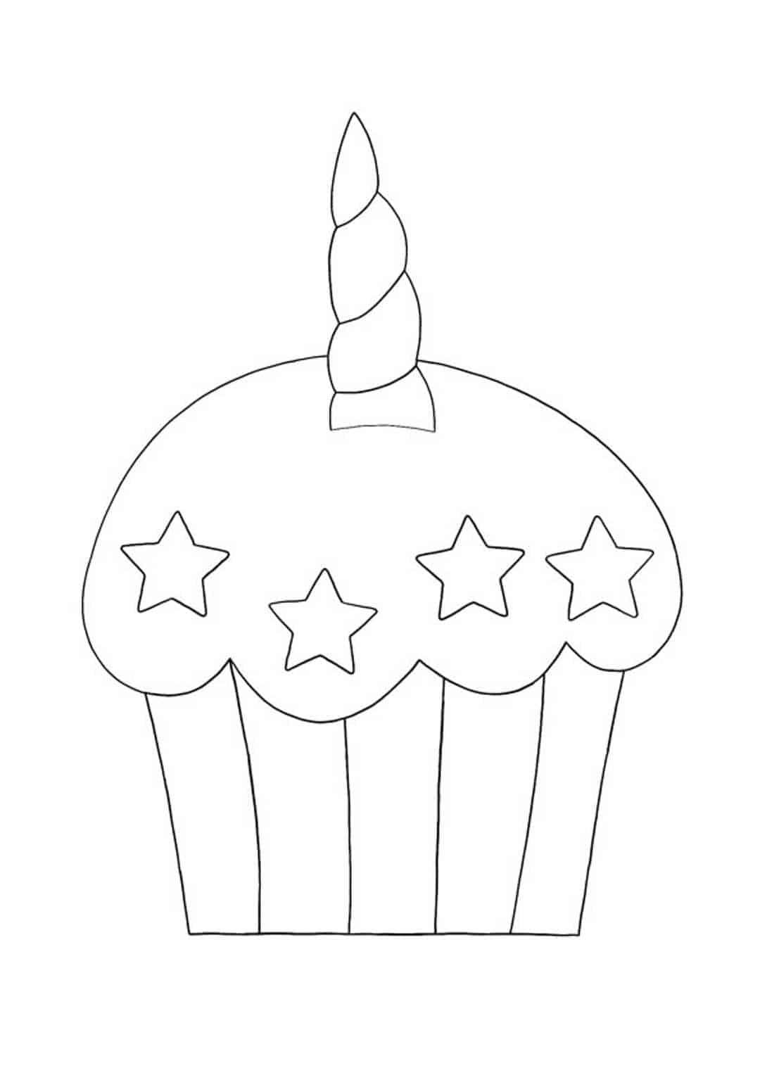 Unicorn cupcake coloring page