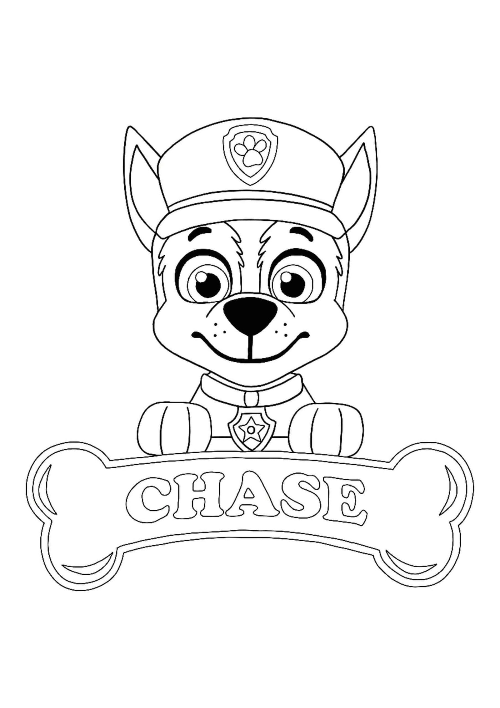 Paw Patrol Chase kleurplaat om af te drukken