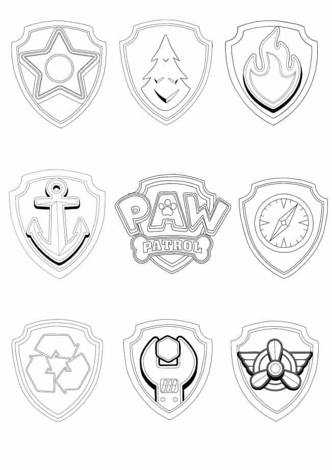 Paw Patrol Badges kleurplaten