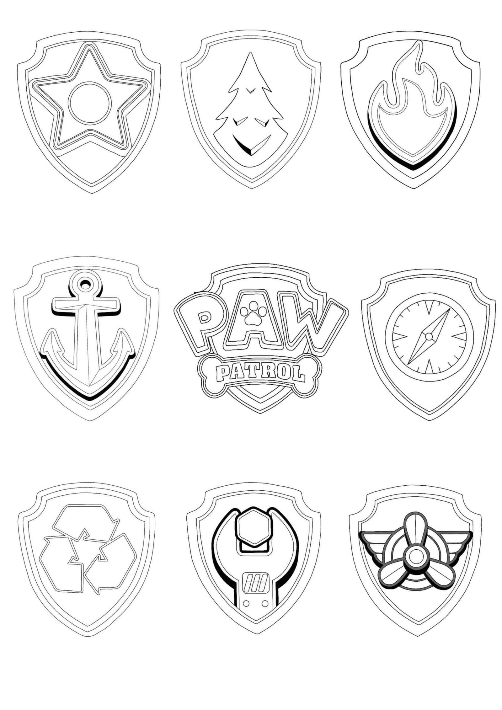 Paw Patrol Badges coloring pages
