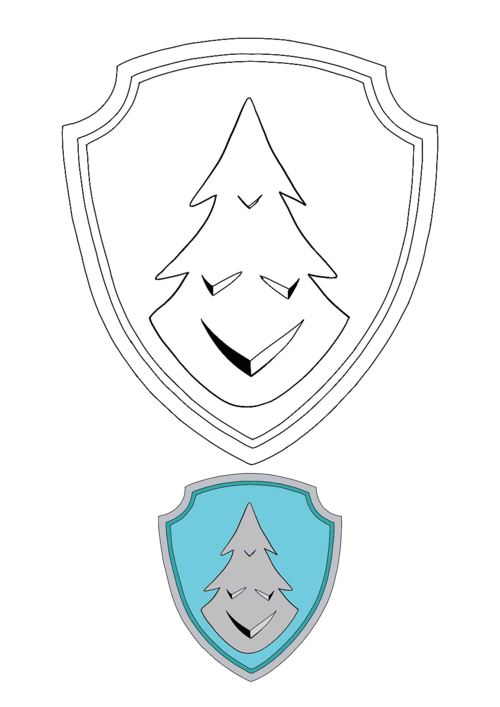 Paw Patrol Everest Badge kleurplaat met voorbeeld