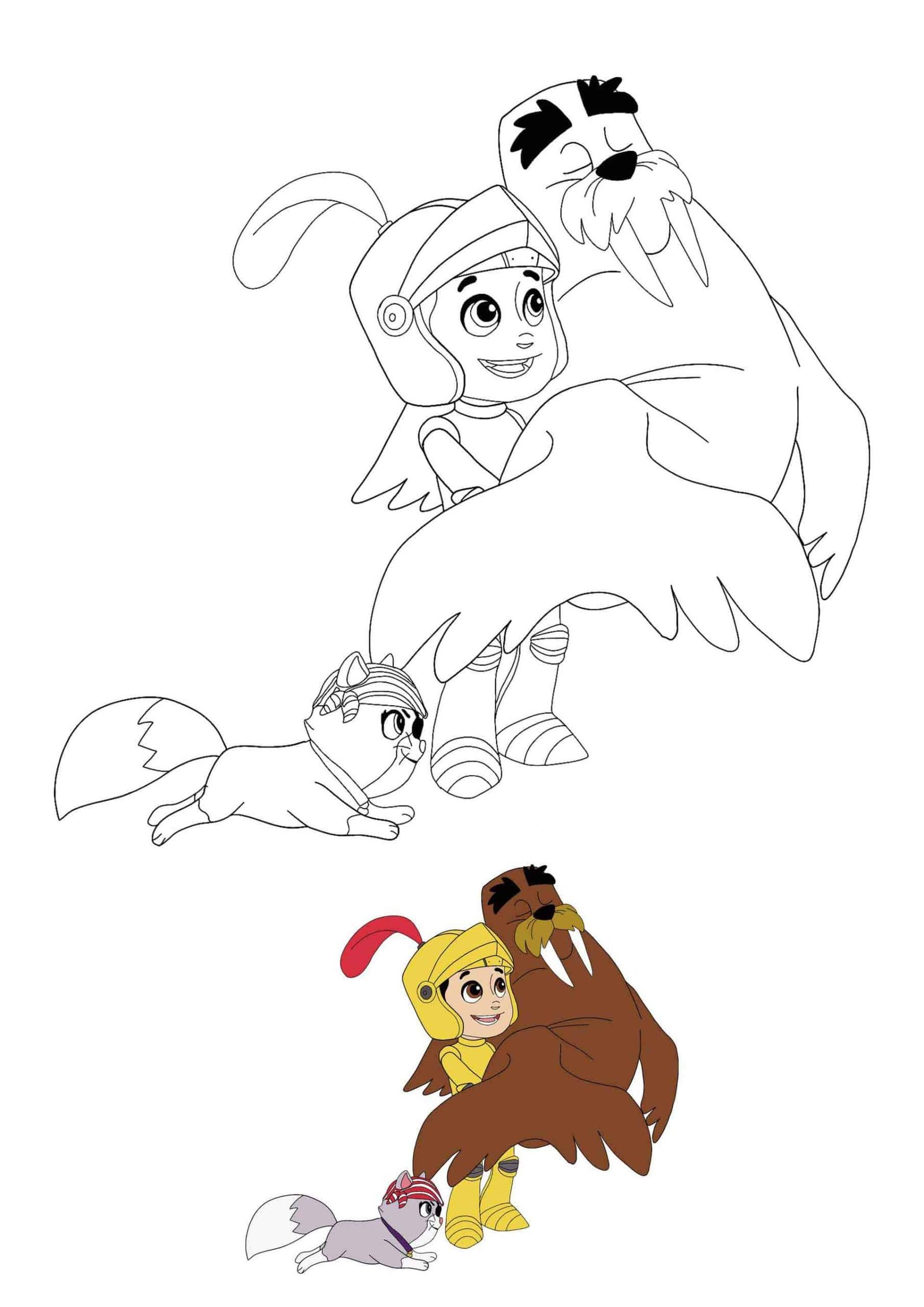 Paw Patrol Halloween Ryder and Wally coloring page with coloring preview