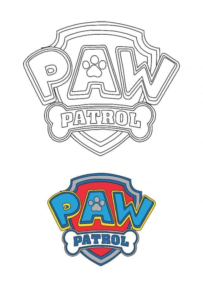 Paw Patrol Logo gratis kleurplaat met voorbeeld