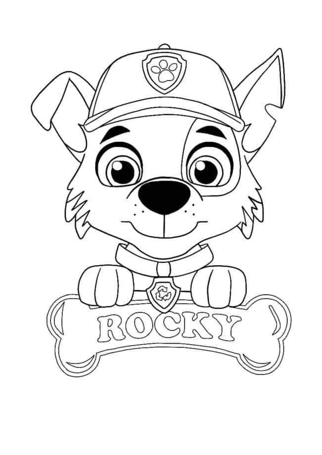 Paw Patrol Rocky gratis afdrukbare kleurplaat voor kinderen