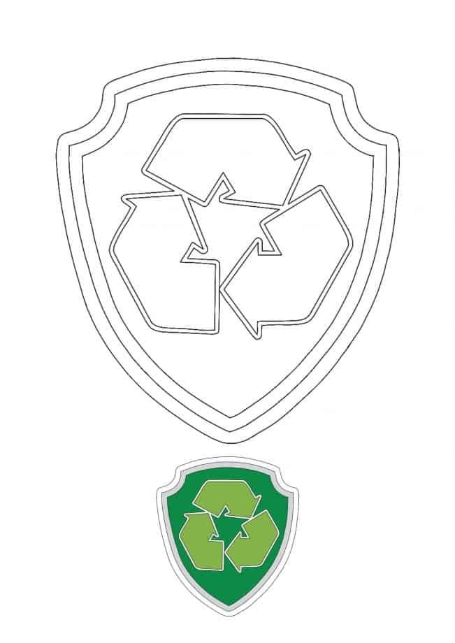 Paw Patrol Rocky Logo kleurplaat met voorbeeld