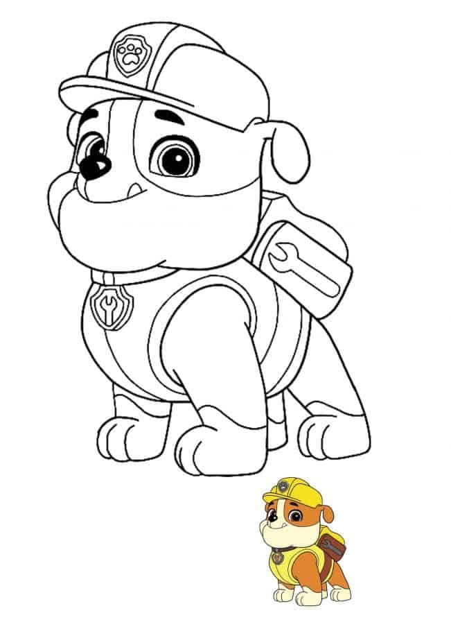Paw Patrol Rubble coloring page with preview
