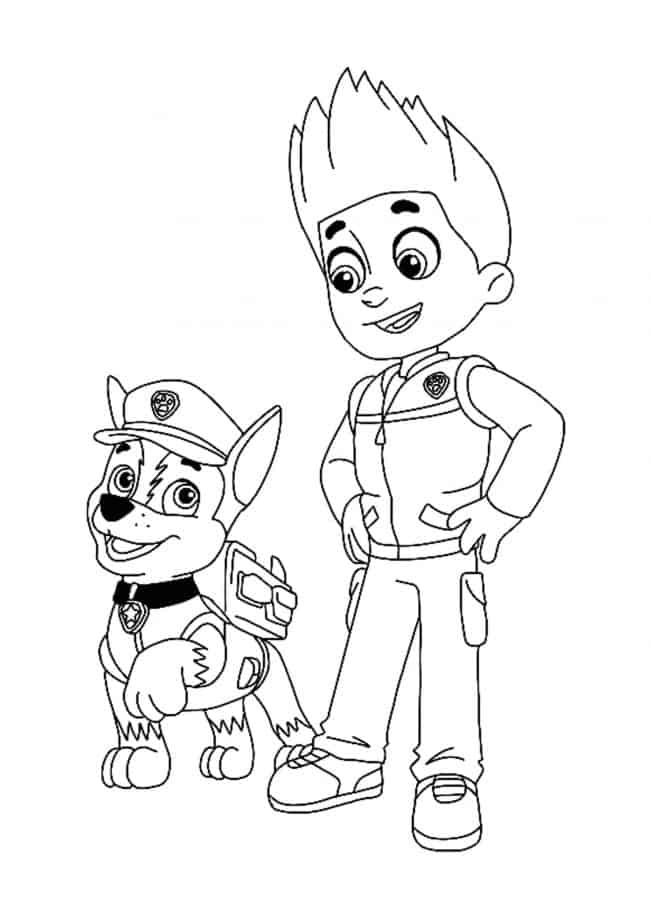 Paw Patrol Ryder and Chase coloring page