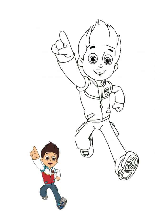 Paw Patrol Ryder coloring page with sample