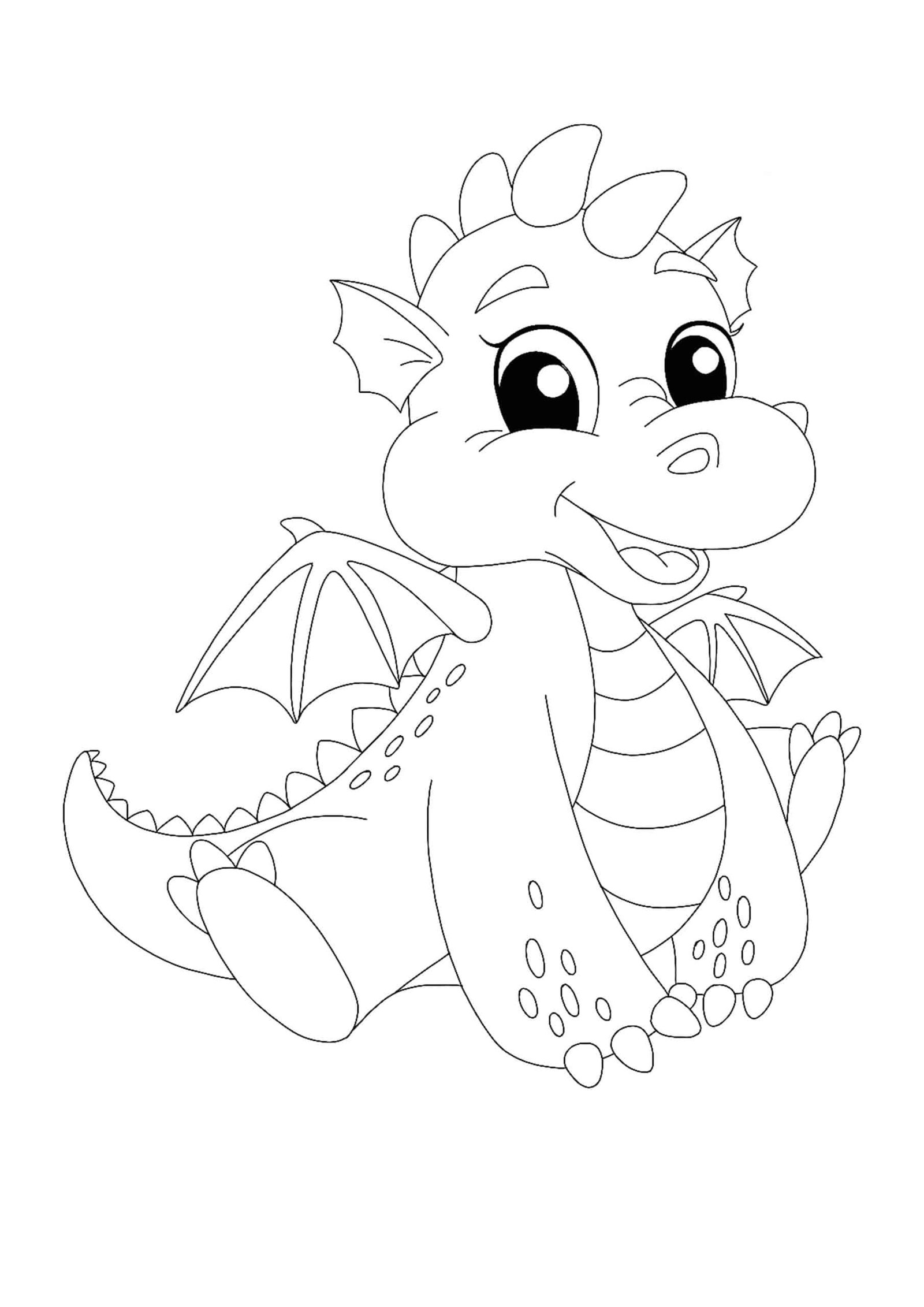 Cute Kawaii Dragon coloring page