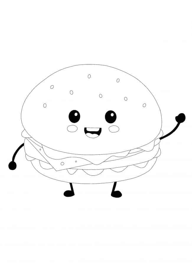 Kawaii Burger coloring page