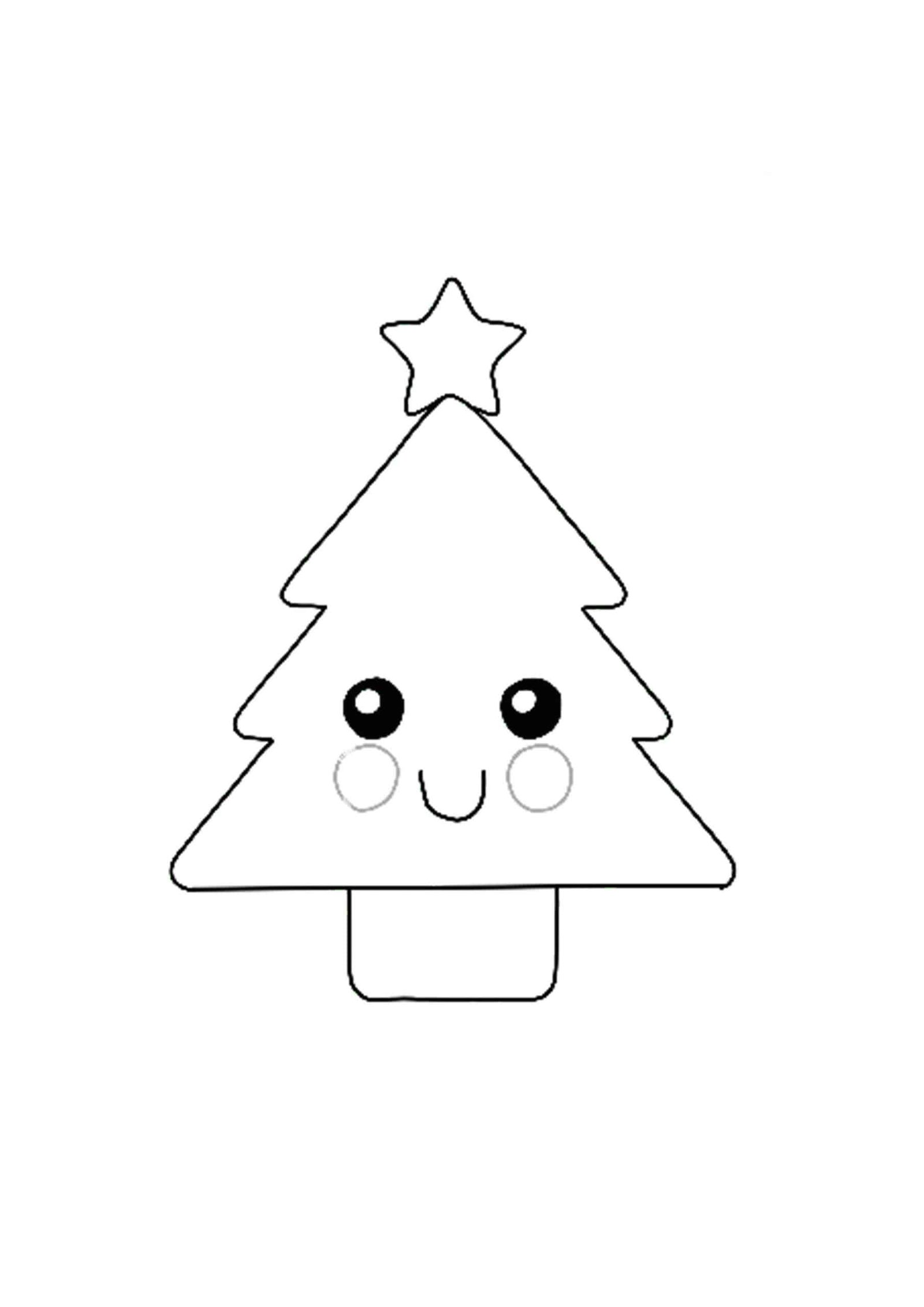 Kawaii Christmas Tree coloring page