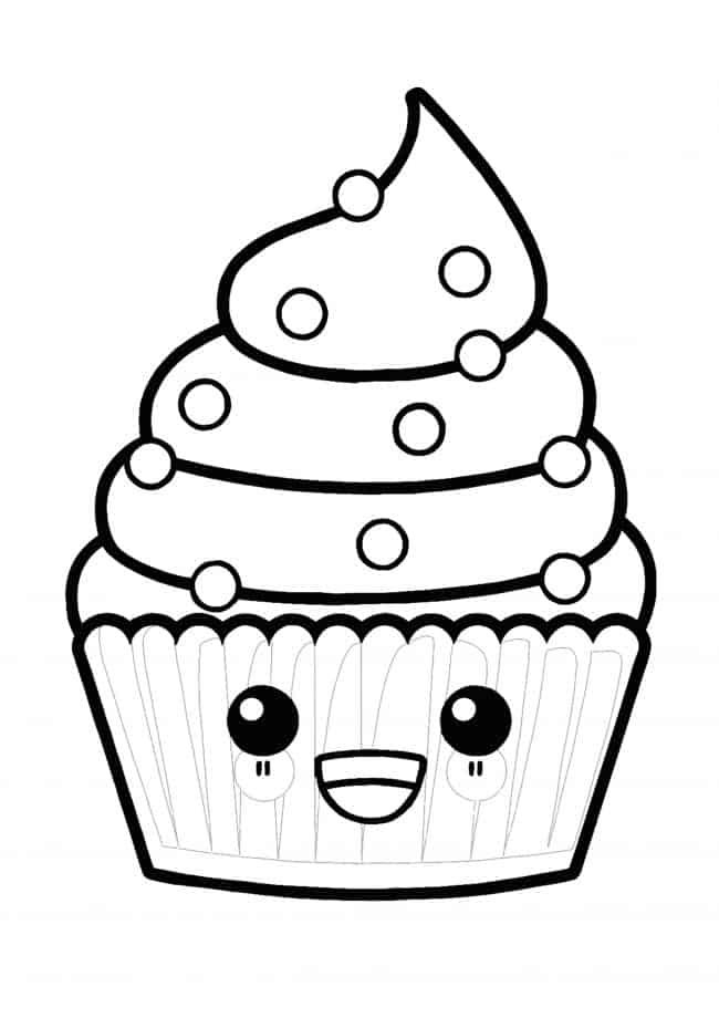 Kawaii Delicious Cupcake coloring page