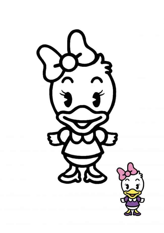 Kawaii Disney Daisy coloring page for boys and girls