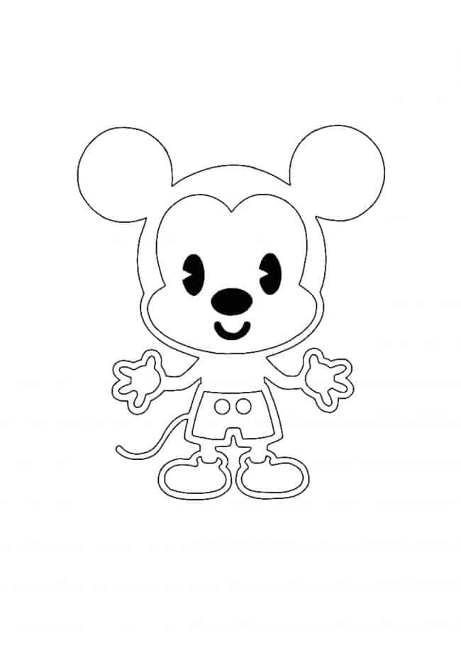 Kawaii Disney Mickey Mouse coloring sheet