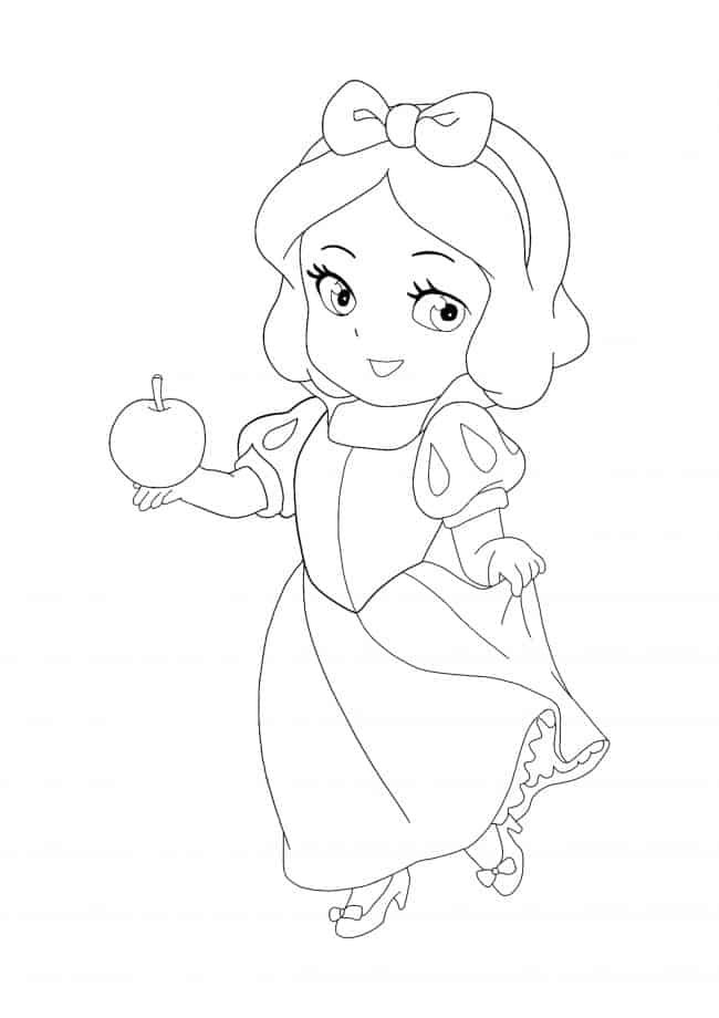 Kawaii Disney prinses Sneeuwwitje kleurplaat