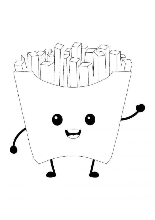 Kawaii French Fries coloring page
