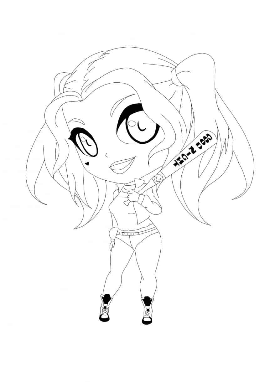 Coloriage Harley Quinn Kawaii - 2 Coloriages à Imprimer Gratuits | 2021