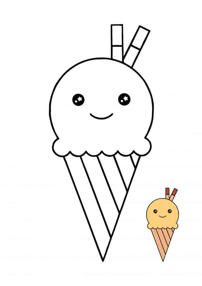 Kawaii Ice Cream cool coloring page