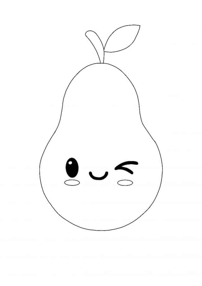 Kawaii Pear coloring page