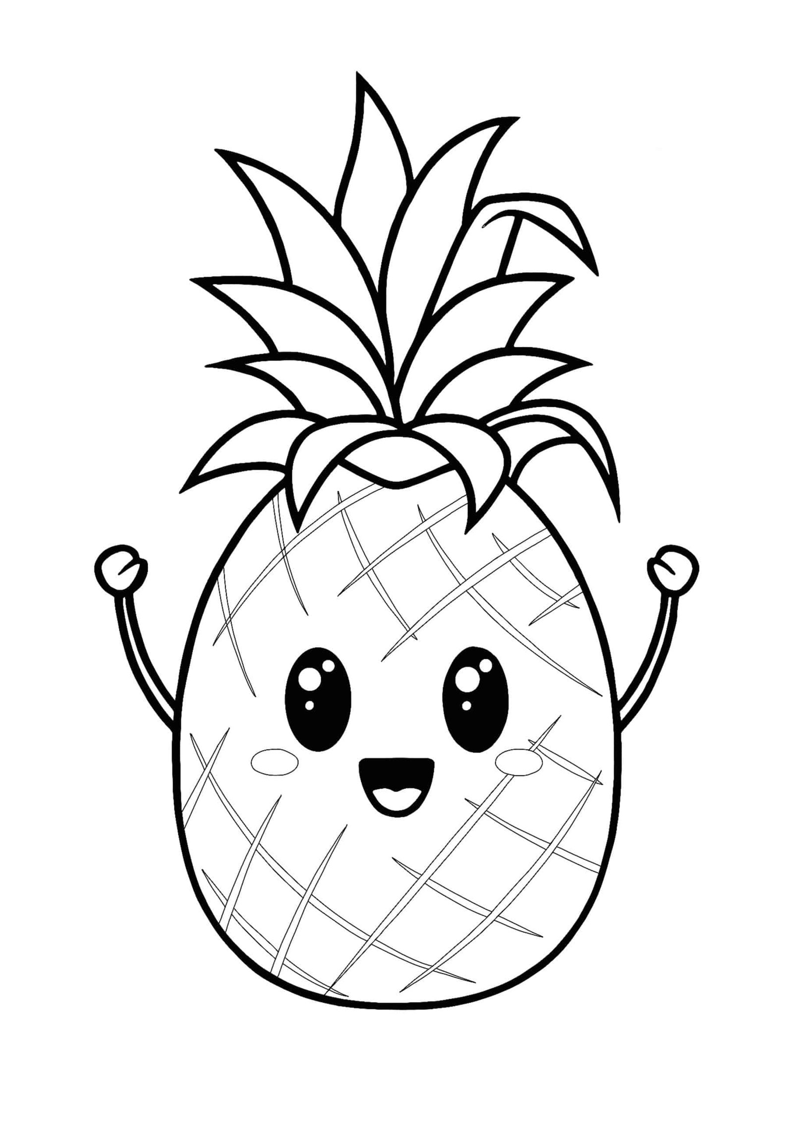Cute Kawaii Pineapple coloring page