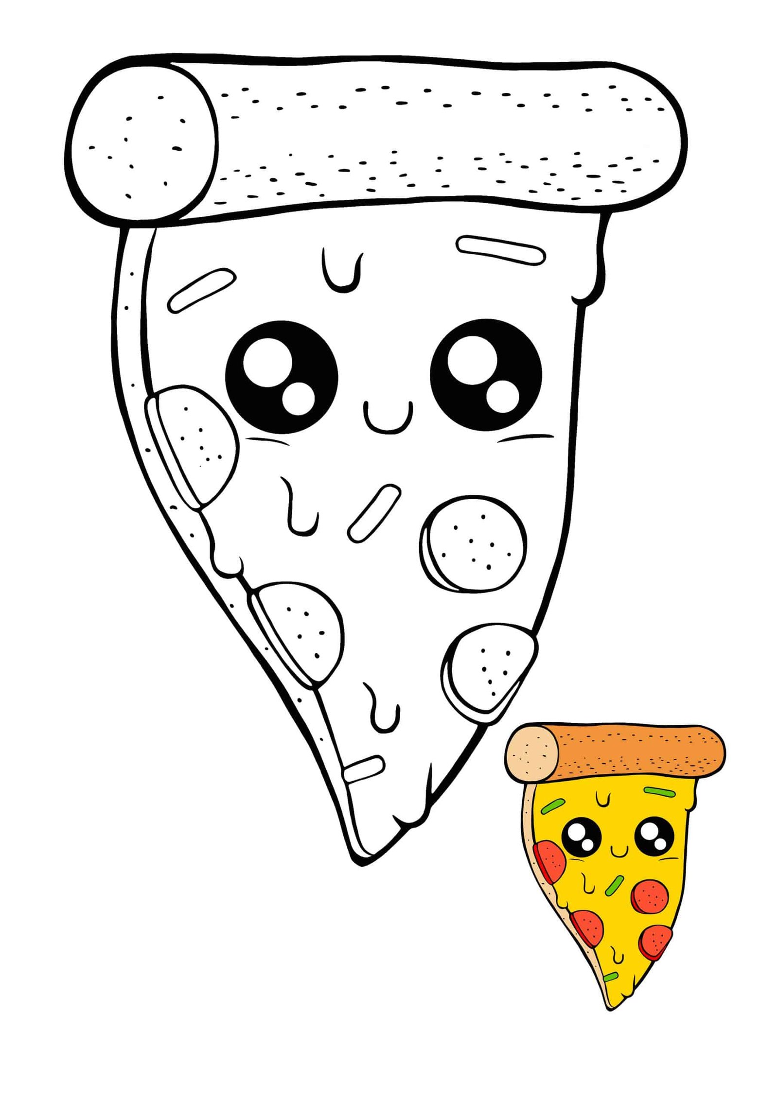 Kawaii Pizza coloring sheet