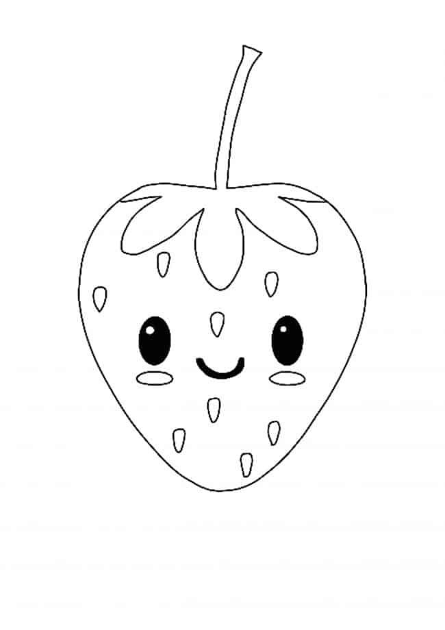 Kawaii Strawberry coloring page