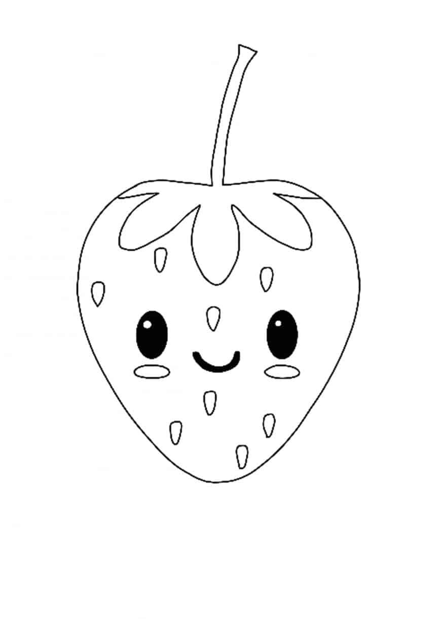 Kawaii Strawberry Coloring Pages - 2 Free Kawaii Food Coloring Sheets ...