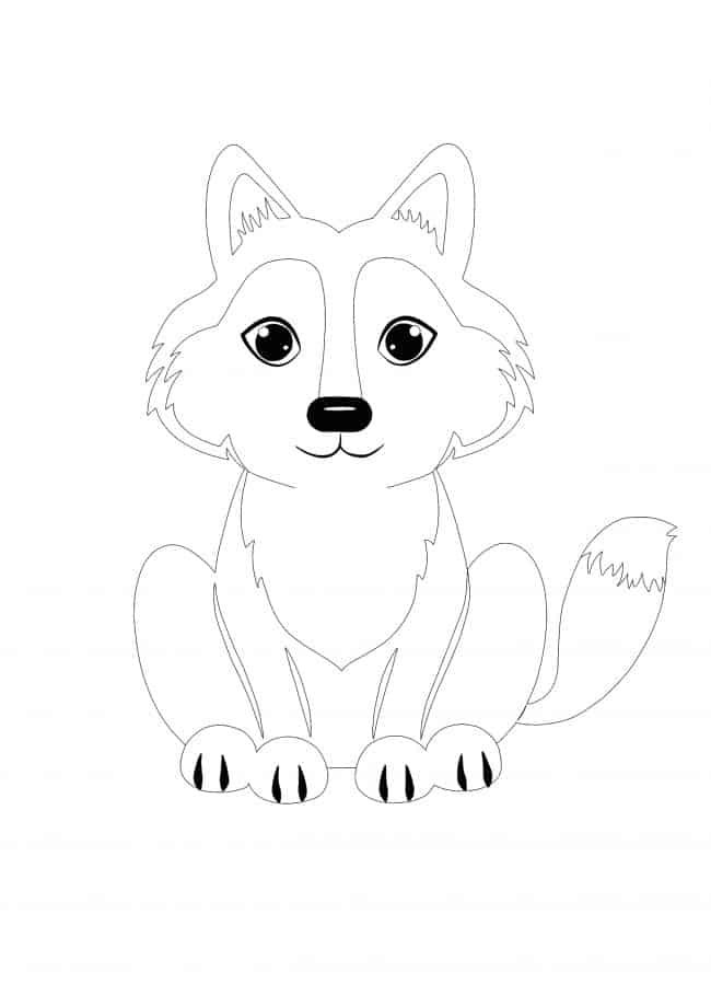 Kawaii Wolf coloring page
