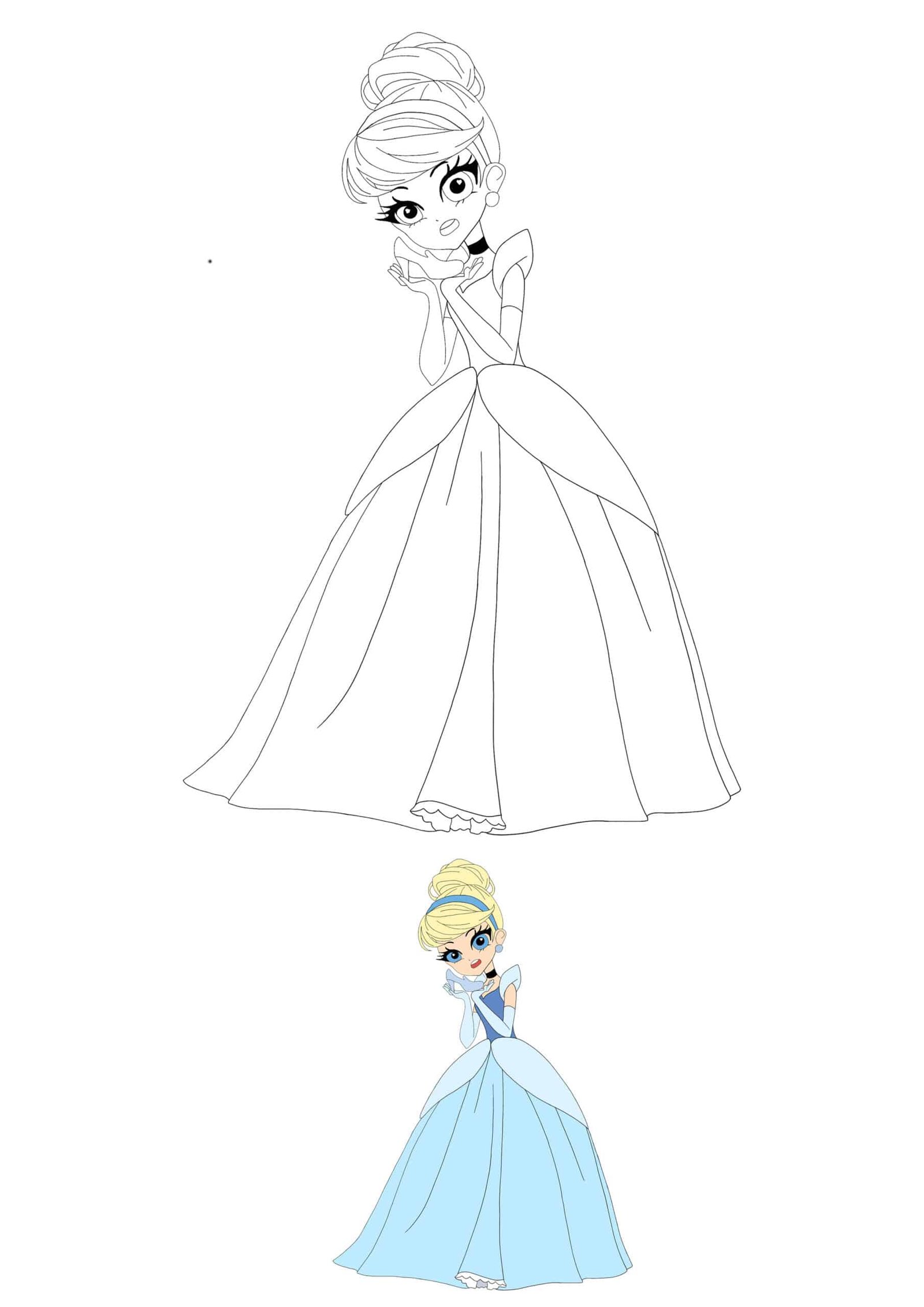 Anime Disney Princess Cinderella colouring page