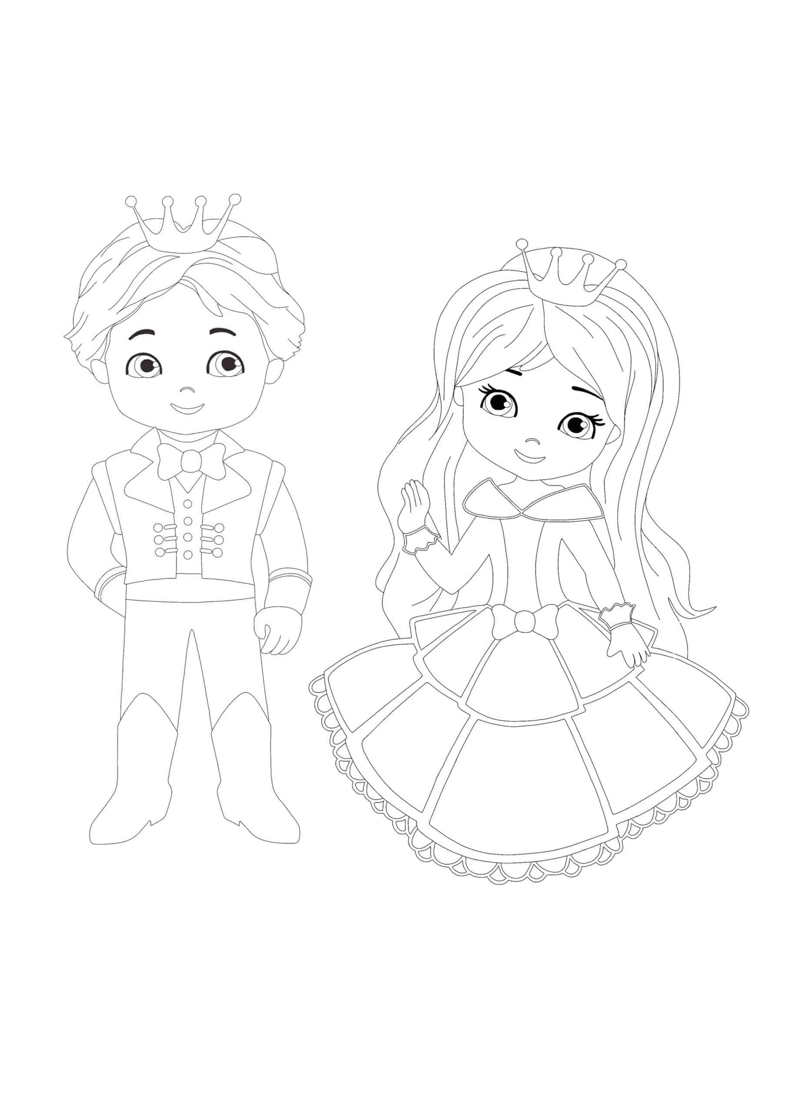 Cute Prince and Princess coloring page