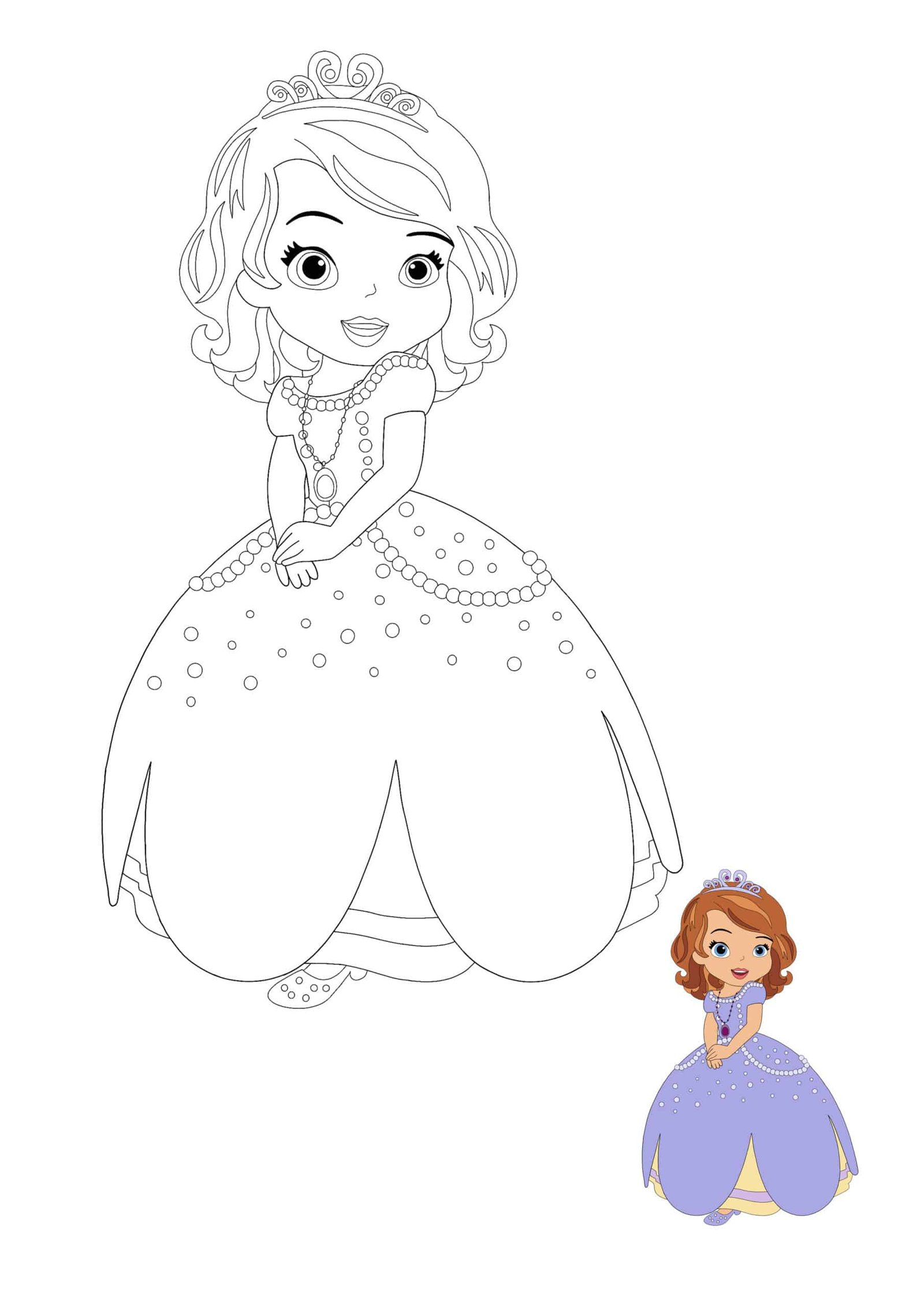 Disney Prinses Sofia kleurplaat met voorbeeld
